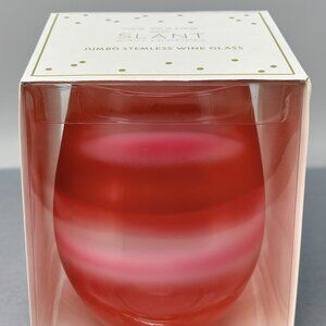 Slant Collections Jumbo Stemless Wine Glass – Pink Swirl – New in Box
